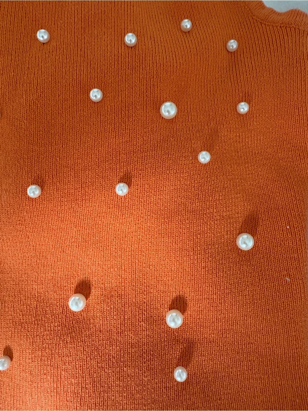 Love Tree Orange Pearl-Studded Knit Crop Tank - Picture 3 of 5